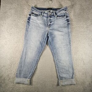 Judy Blue Boyfriend Jeans Womens 13/31 Lightwash Mid-Rise Cuffed Leg Stretch